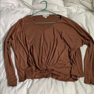 Oversized long sleeve with tie front